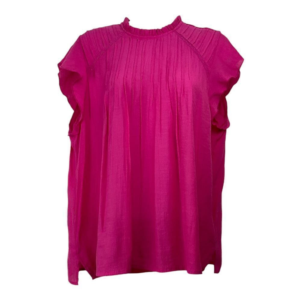 Nanette Lepore Womens Pleated Peasant Top Size L Ruffles Coquette Cottagecore‎